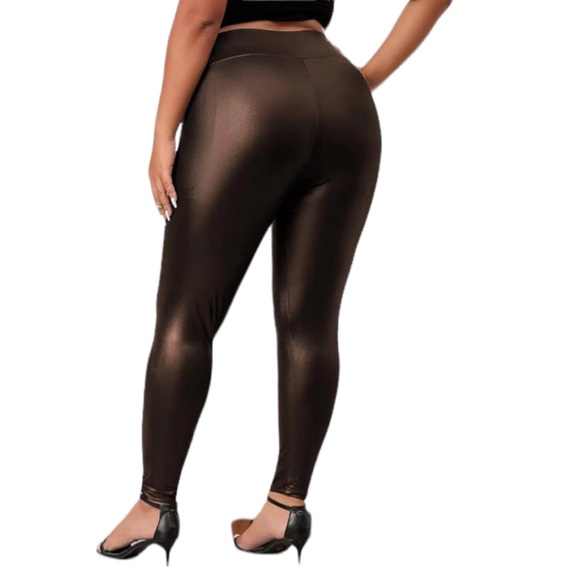 Plus Size Faux Leather High-Waist Leggings 2XT - Picture 2 of 8